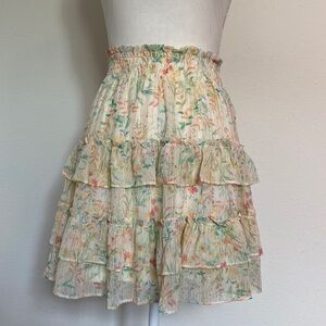 LC Lauren Conrad skirt, floral yellow, ruffle, size XS